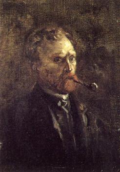 Vincent Van Gogh : Self-portrait with pipe II